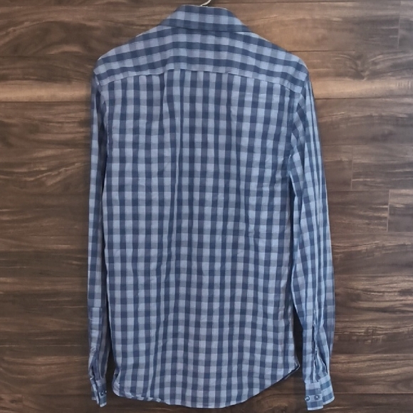 Michael Kors Men’s 100% Cotton Slim Fit Blue Check Dress Shirt - 15.5 34/3 - Picture 7 of 10